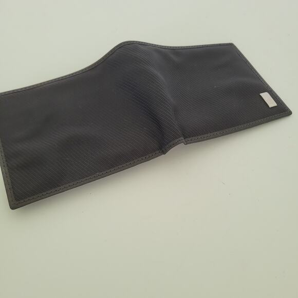 Dunhill Designer Mens Wallet Black Bifold Nylon Leather Folding Medium Logo - Picture 4 of 11